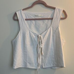 OAK + FORT White Tie-Front Crop Top
